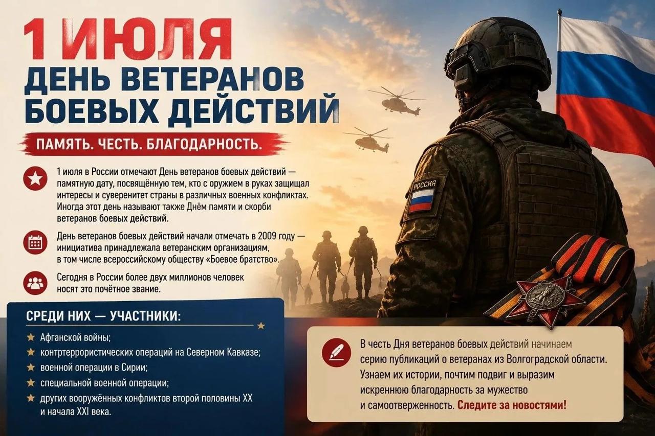 1 июля в России отмечают День ветеранов боевых действий